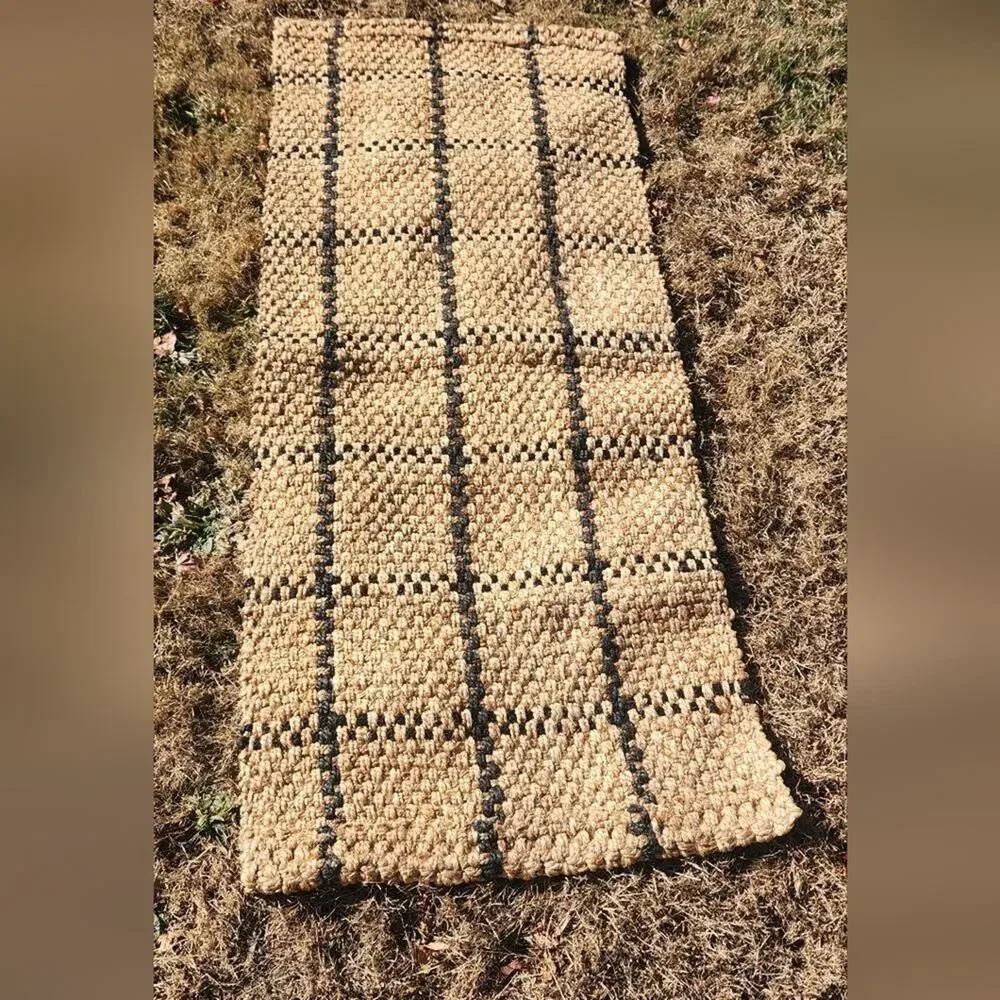 ANTHROPOLOGIE Windowpane Jute Runner